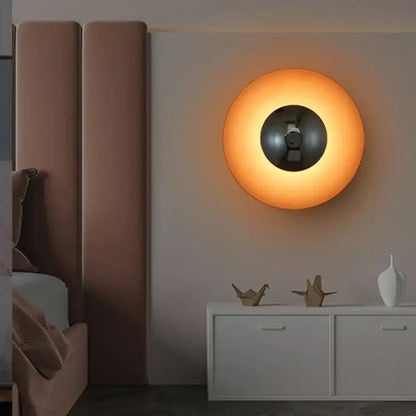 Warm orange wall lamp with sleek black fixture from decorbites colorful round metal led bedroom set of 5