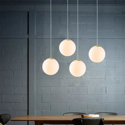 Set of six decorbites glass ball pendant lights with frosted glass and gold fixtures for living room decor