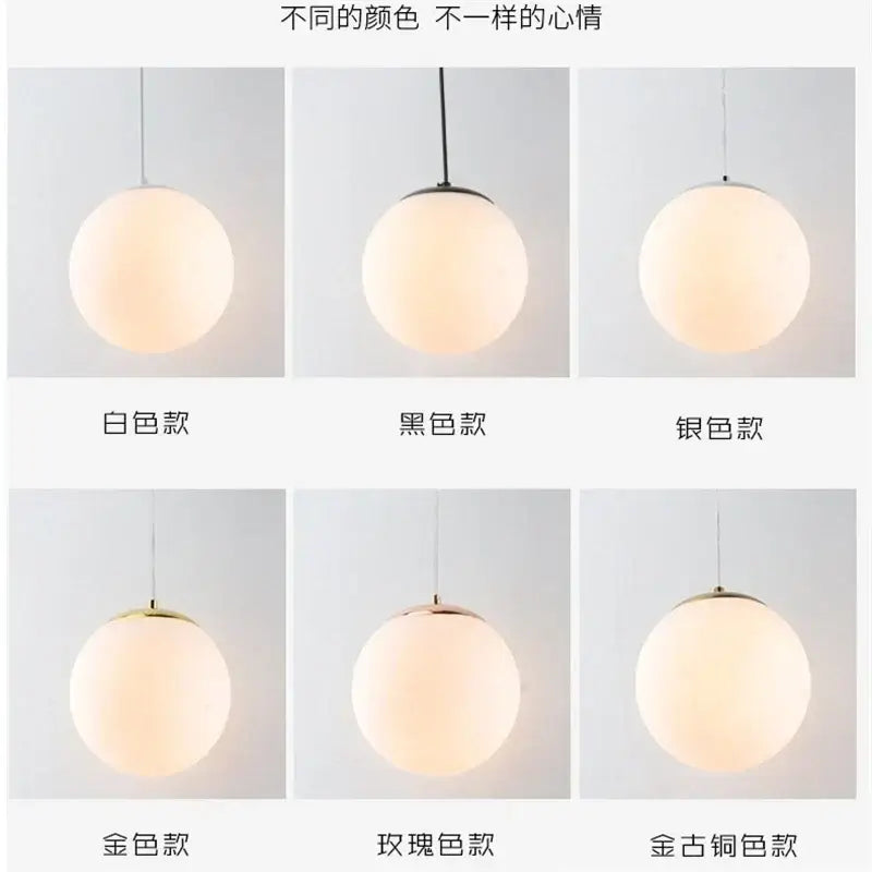 Set of 6 decorbites glass ball pendant lights in frosted glass with modern spherical design in multiple finishes
