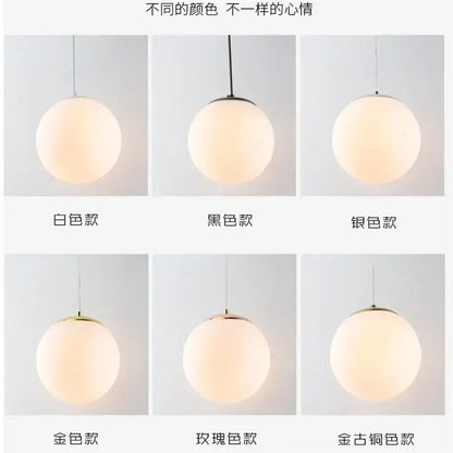 Set of 6 decorbites glass ball pendant lights in frosted glass with modern spherical design in multiple finishes
