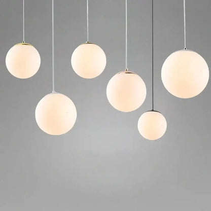 Set of 6 frosted glass ball pendant lights with metallic fixtures ideal for living room decorbites glass ball pendant