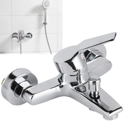 Chrome finished alloy shower faucet with single handle integrated showerhead and diverter for home bathroom bathtub