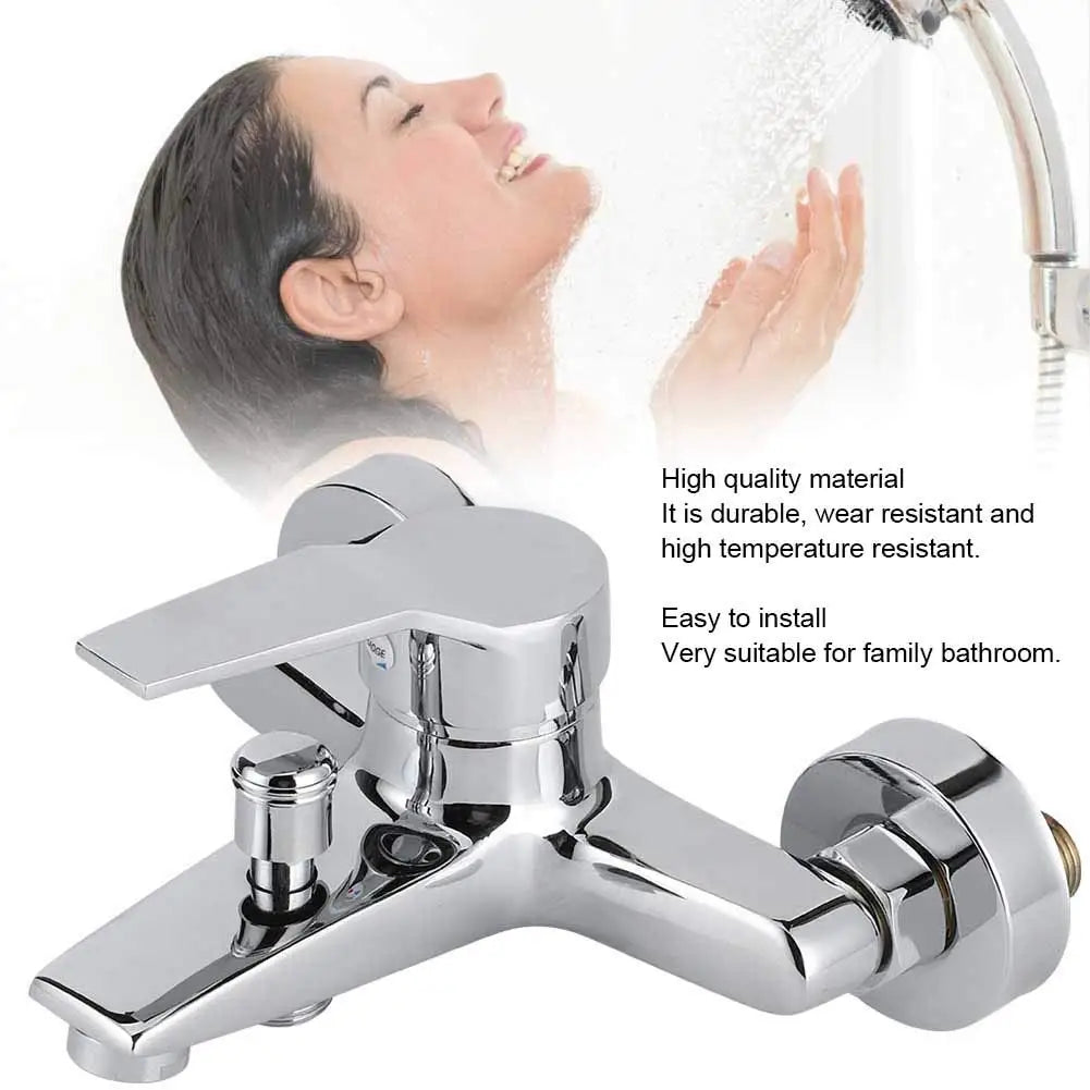 Chrome-finished single-handle alloy shower faucet with integrated hose, g1/2 inch threaded wall-mounted triple mixer for bathroom
