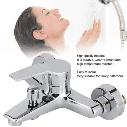 Chrome-finished single-handle alloy shower faucet with integrated hose, g1/2 inch threaded wall-mounted triple mixer for bathroom