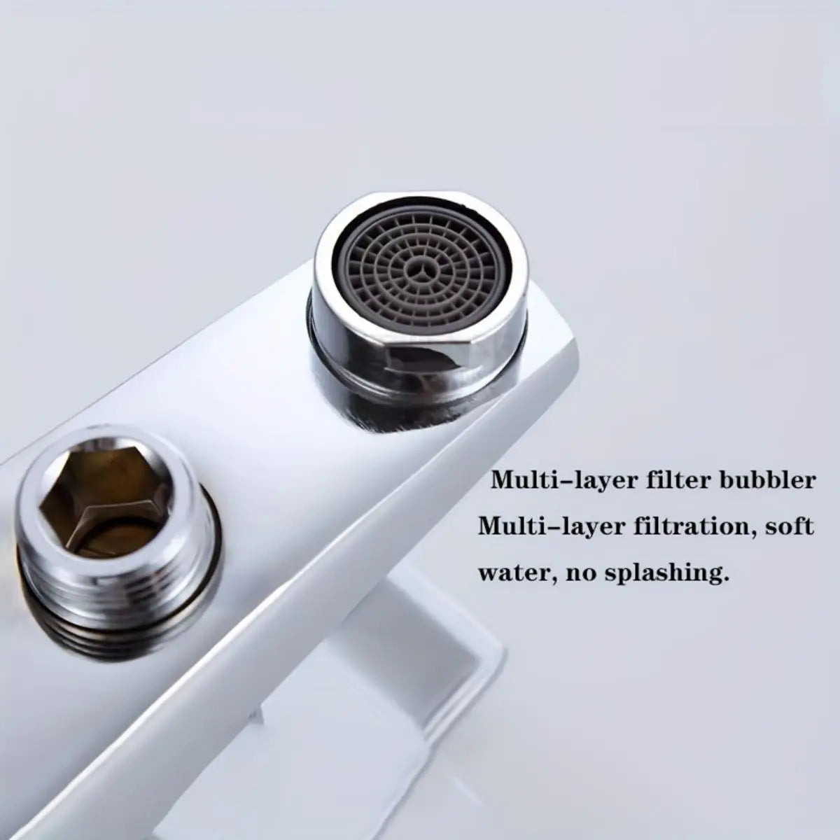 Chrome-finished multi-layer filter bubbler faucet with circular mesh screen alloy wall-mounted for home bathroom bathtub use