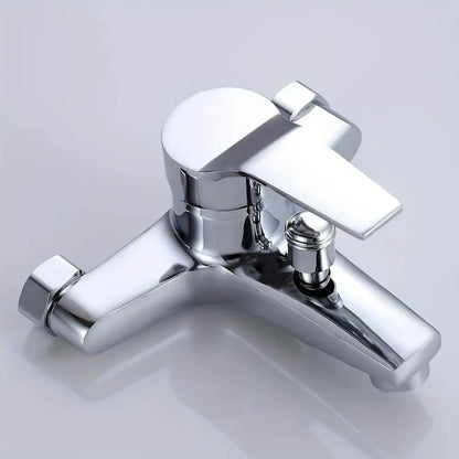 Chrome-finished shower faucet made of alloy with dual handles and g1/2 inch threaded wall-mounted triple mixer for bathtub
