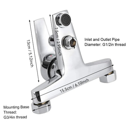Chrome-finished shower faucet made of alloy with sleek angular design and dual-function spray head for home bathrooms