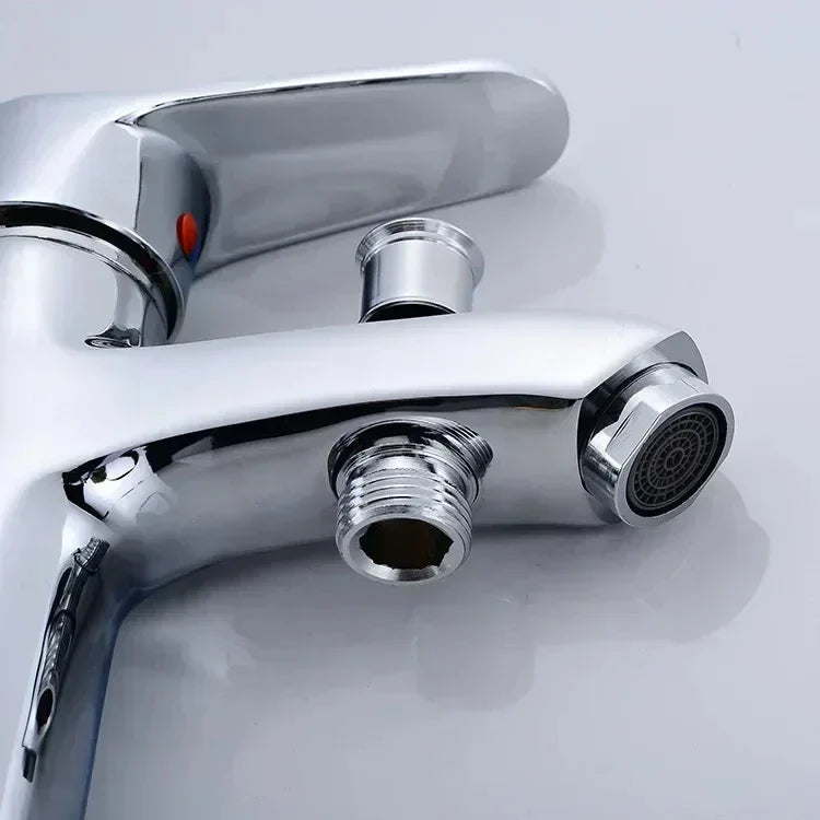 Shower faucet set multifunctional in chrome finish with sleek modern design single handle and dual spout options