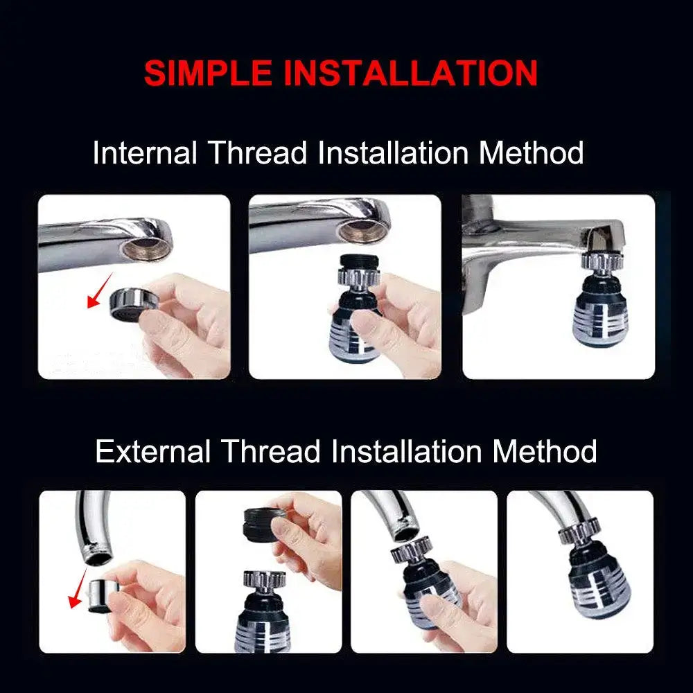 Silver and black 360 rotating kitchen faucet aerator with chrome finish and black rubber seal for decorbites kitchen faucet aerator