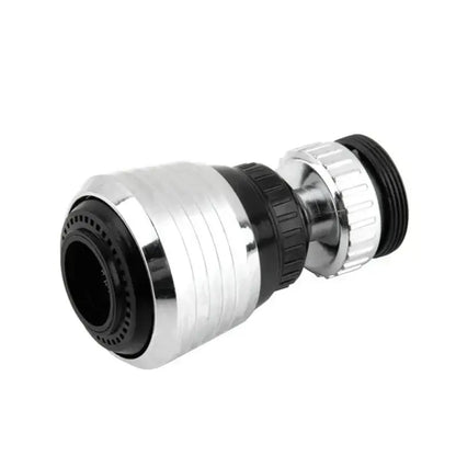 Silver and black chrome finished kitchen faucet aerator with ridged adjustment ring and black rubber seals for decorbites kitchen faucet