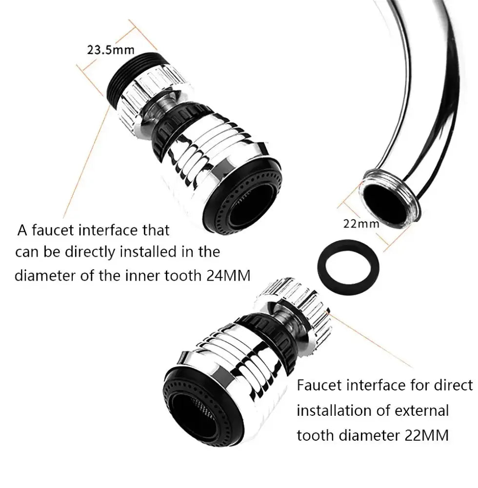 Chrome finished silver and black 360 rotating kitchen faucet aerator with rubber seals for 22mm and 24mm faucets decorbites kitchen faucet aerator