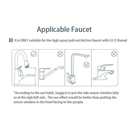 Silver brush nickel touchless kitchen faucet with high spout pull-out and g1/2 thread for decorbites kitchen faucet accessories