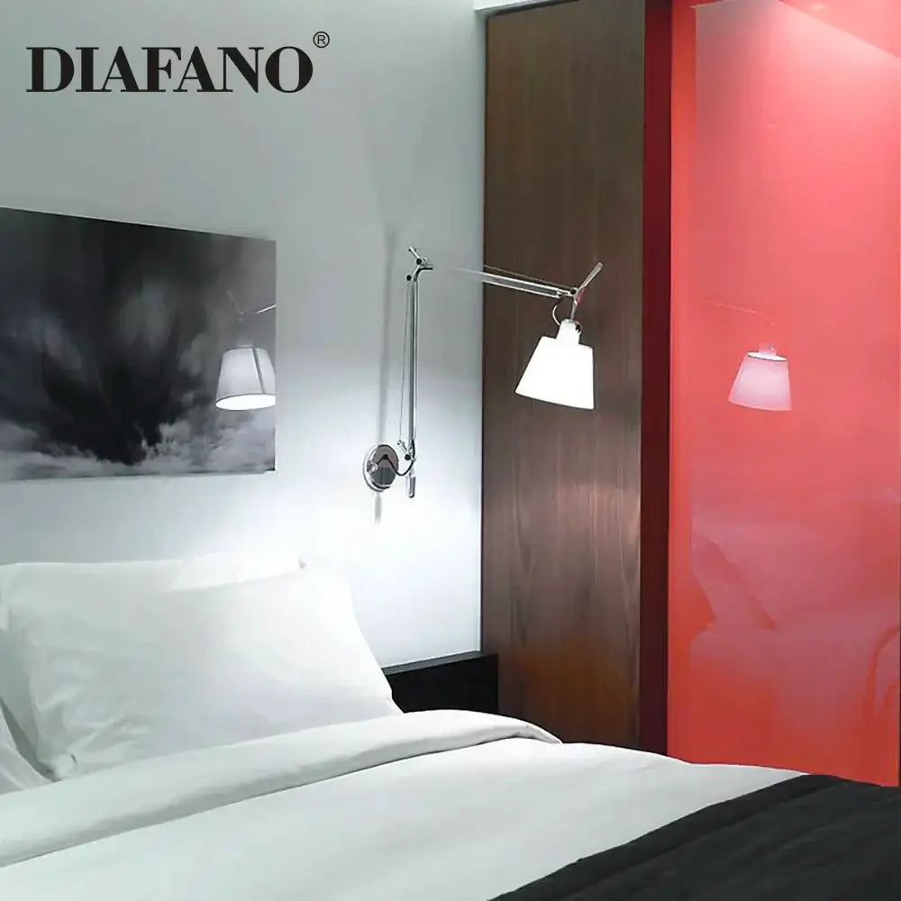 Silver articulated wall lamp with white conical shade and long swing arm ideal for bedroom reading decorbites adjustable light