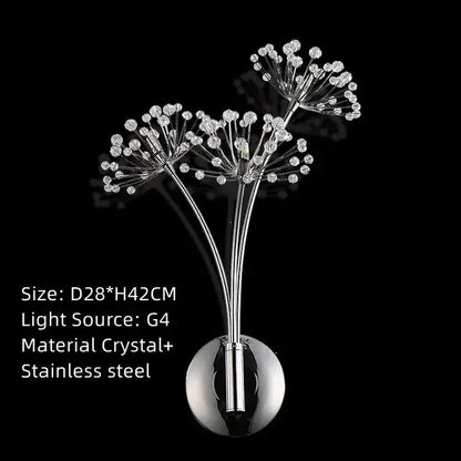 Silver crystal dandelion led floor lamp with stainless steel flower-like design featuring clear crystals for living room decorbites crystal dandelion