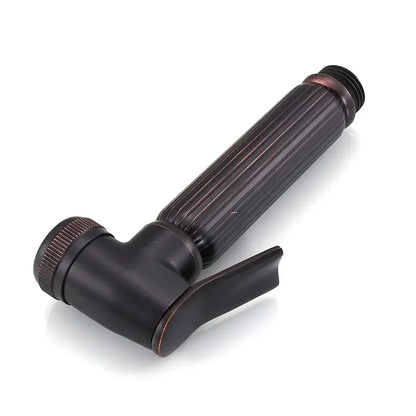 Bronze finished bidet sprayer with ribbed handle and textured knob from decorbites golden bidet collection