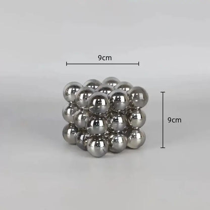 A 9cm silver crystal glass ball stack blocks made of magnetic balls for living room decor