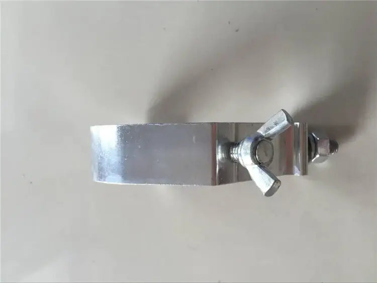 Silver metallic aluminium light hook pipe clamp with wing nut and threaded bolt for led par moving head use