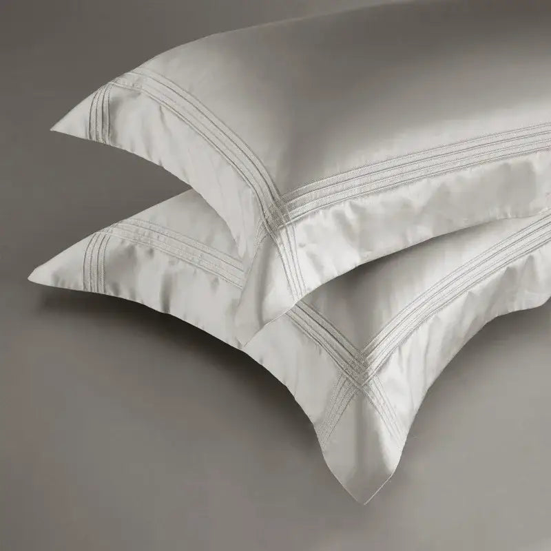 White satin pillowcases with silver thread embroidery from decorbites 1000tc egyptian cotton bedding set luxury