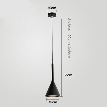 Black cone-shaped pendant light with adjustable cord modern design simple single head chandelier for indoor use