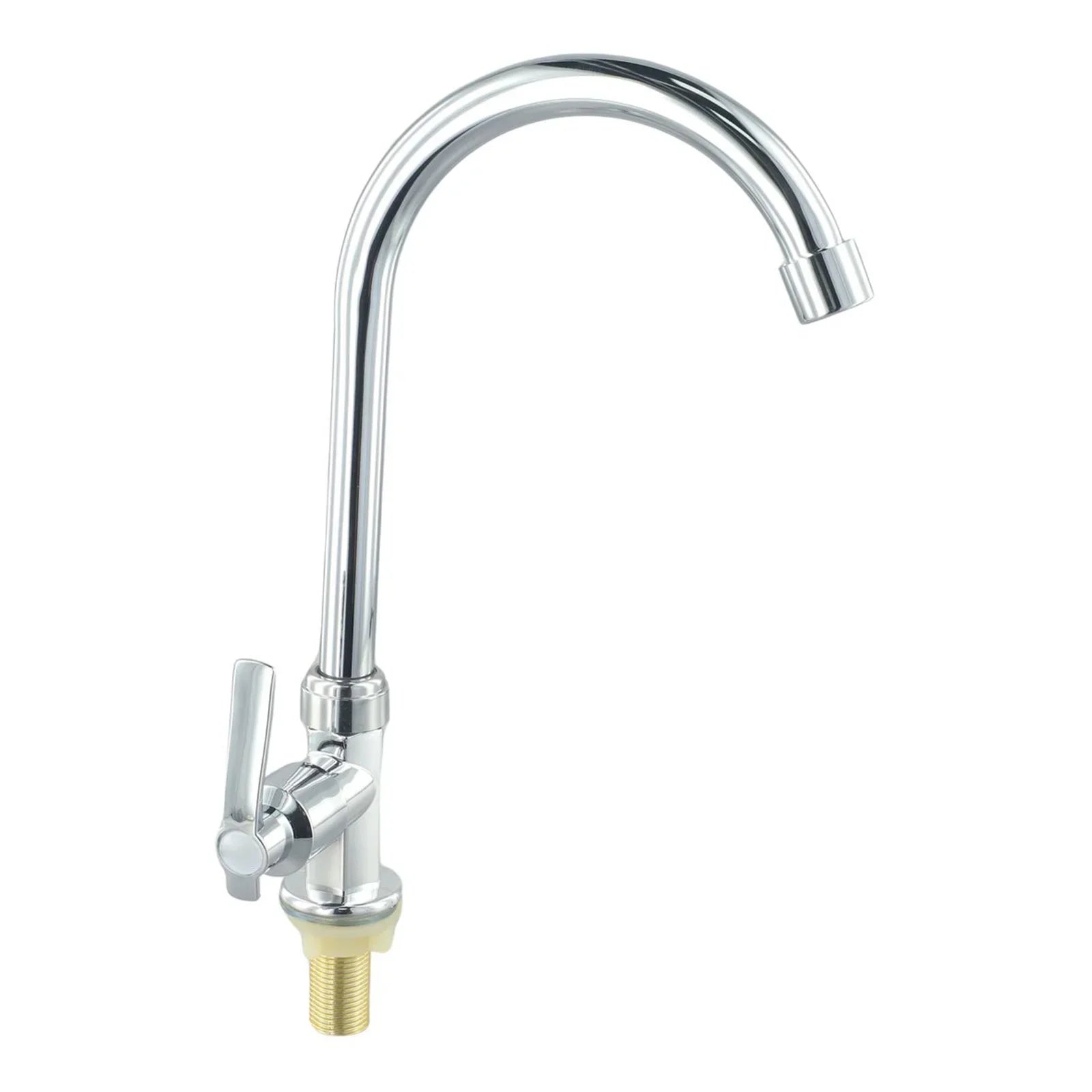 Chrome-finished single hole kitchen faucet single lever cold water tap with curved spout for cold sink use