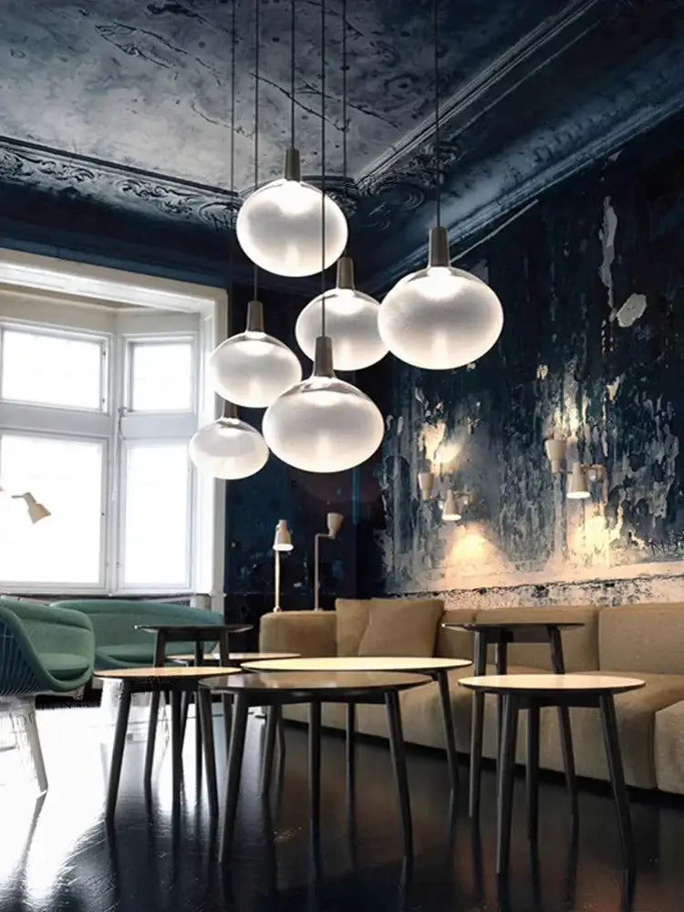 A sleek black and frosted glass cob led chandelier lighting with metallic fixtures for dining room decorbites 7-12w cob