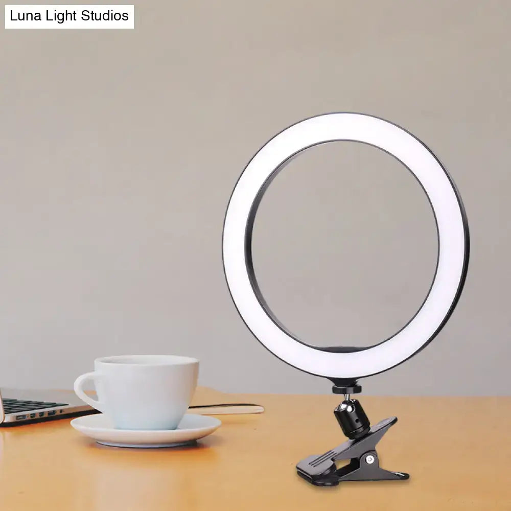 Sleek black led ring wall light with clip on fixture height 6 inch featuring bright white color temperature illumination