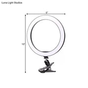 Sleek black led ring wall light with 6 inch fixture height and bright white color temperature for bedroom clip on use
