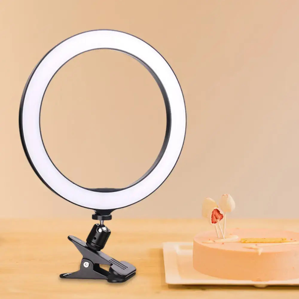 Sleek black led ring wall light with white color temperature and 6 inch fixture height featuring a clip-on base