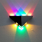 Sleek black triangular wall lamp with colorful rainbow prismatic effects for modern living room led inch fixture
