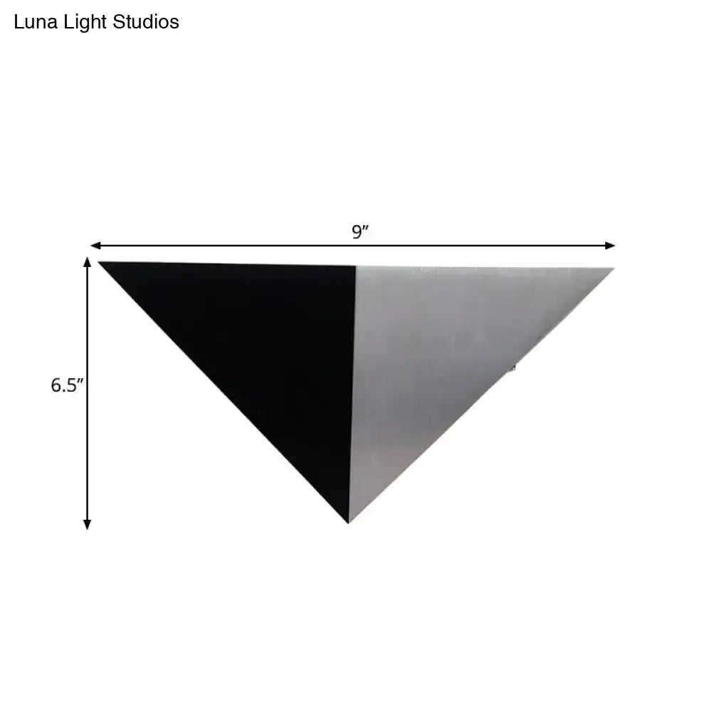 Sleek black pyramid rgb wall lamp with metallic silver finish modern triangular inch fixture for living room use