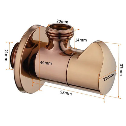 Brushed gold corner valve bathroom tap with sleek curved design and brass finish for precise water control