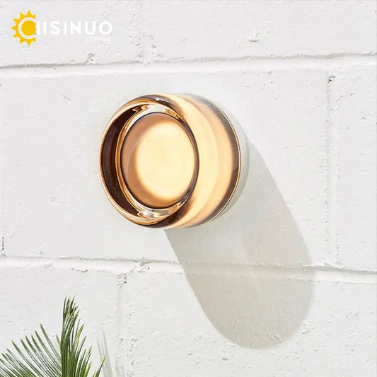 Sleek gold round wall sconce glass soap dish with glossy finish and subtle concentric ridges for bathroom use