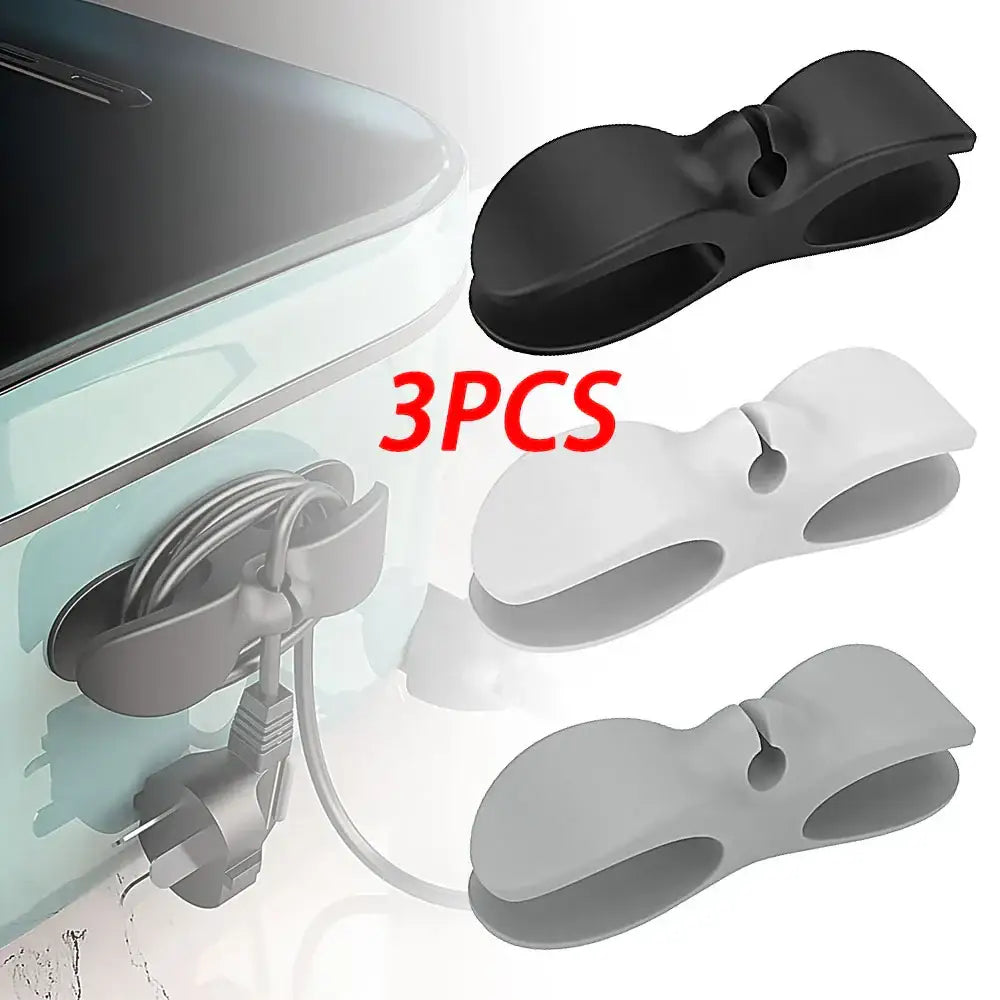 Sleek black white and gray silicone decorbites cord winder 3 pack cable organizer for neatly securing cords