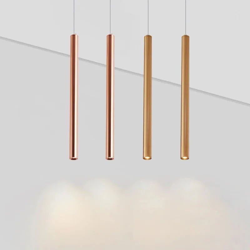 Slim Tube Aluminum Pendant Light in Brushed Nickel - Decorbites