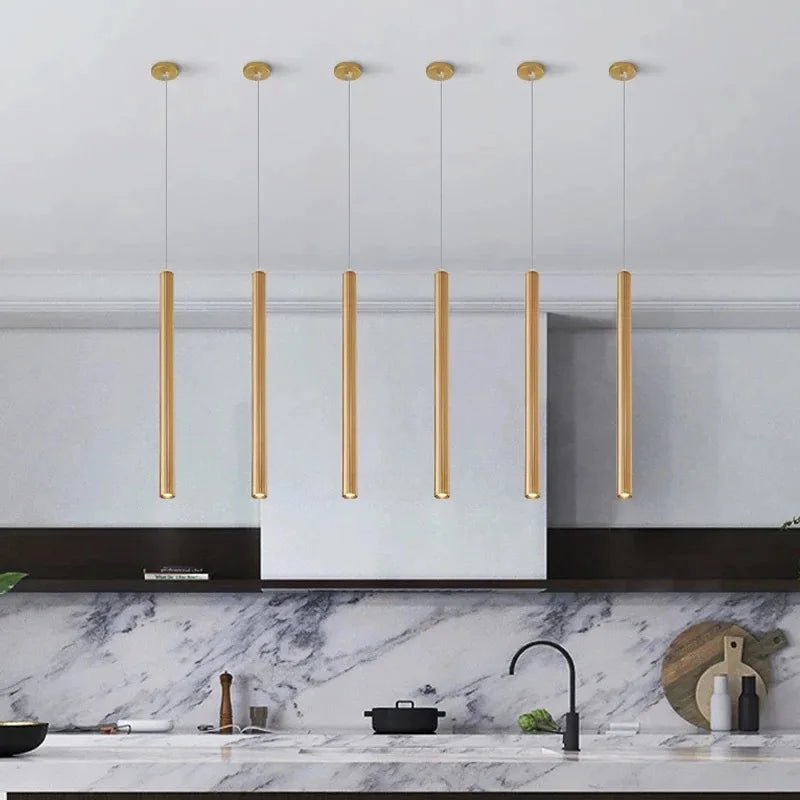 Slim Tube Aluminum Pendant Light in Brushed Nickel - Decorbites