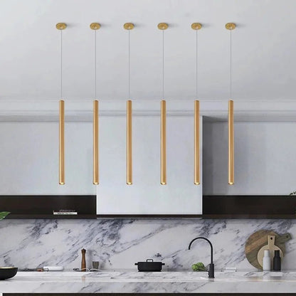 Slim Tube Aluminum Pendant Light in Brushed Nickel - Decorbites