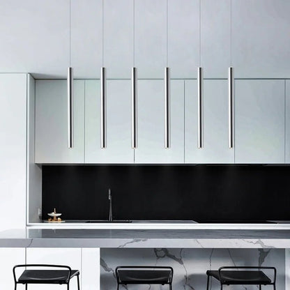 Slim Tube Aluminum Pendant Light in Brushed Nickel - Decorbites