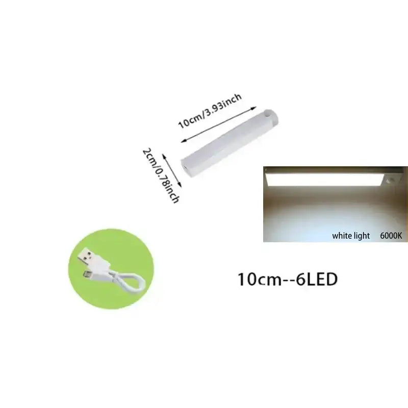 Slim white dimmable pir sensor night light led strip with six cool white leds for kitchen cabinet decorbites dimmable pir