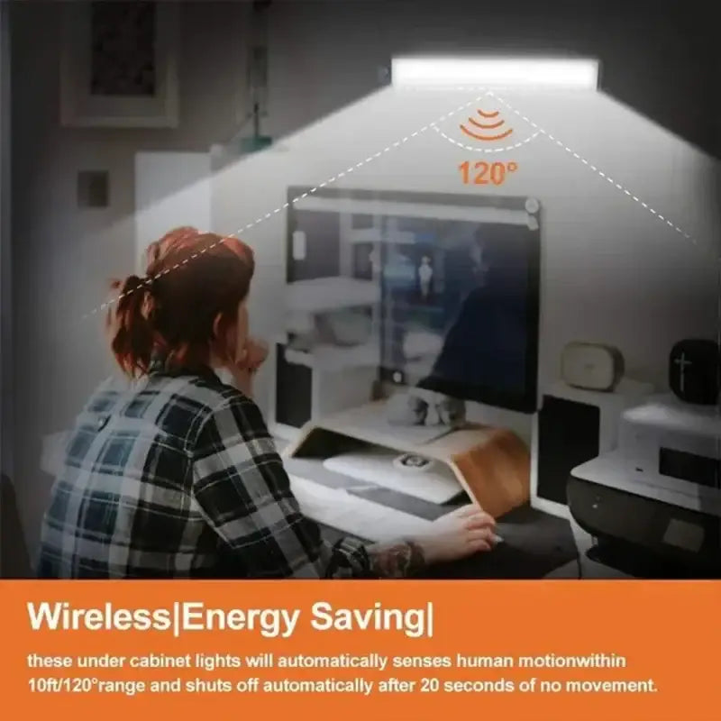 Slim white dimmable pir sensor night light kitchen cabinet lamp with 120-degree illumination for decorbites dimmable pir sensor