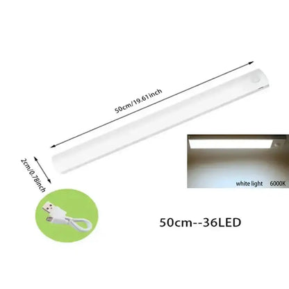 Slim white dimmable pir sensor night light led strip with usb-c cable for kitchen cabinet decorbites dimmable pir