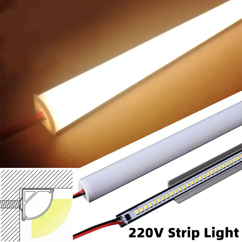 Slim white v type led corner strip lights with a sleek slim profile and visible circuit board for kitchen cabinet lighting