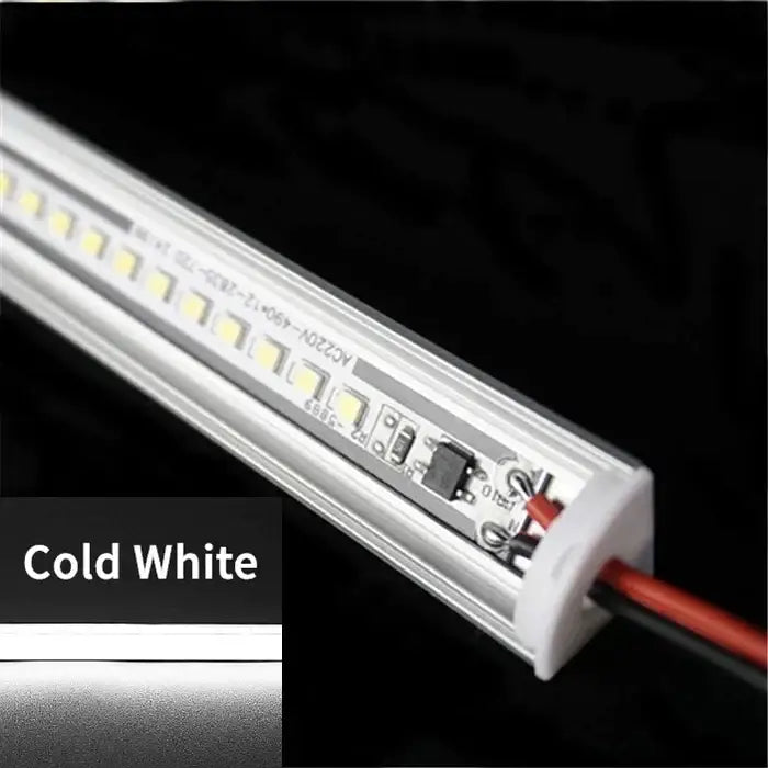 Slim white v type led corner strip lights with silver aluminum casing and cold white illumination for kitchen cabinets