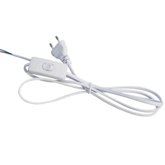 Slim white v type led corner strip lights with white electrical cord, integrated switch, and european-style plug