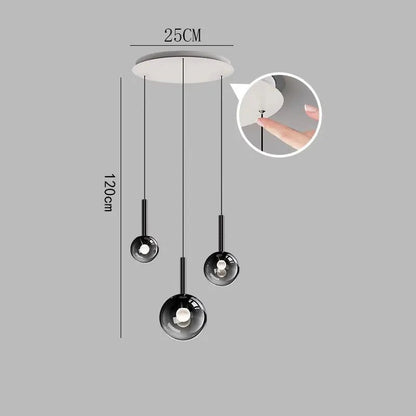 Smoke Gray Glass Multi-Light Staircase Pendant Light - Decorbites