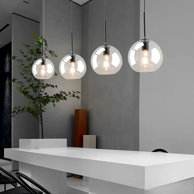 Smoky Gray Glass Globe Pendant Light With Iron Finish - Decorbites