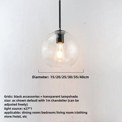 Smoky Gray Glass Globe Pendant Light With Iron Finish - Decorbites
