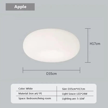 White oval-shaped decorbites cream apple pendant light made of iron art and PE with 24w led bulb for bedroom decor