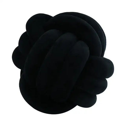 Black velvet knotted ball round cushion soft pink velvet knotted ball round pillow for bedroom decor