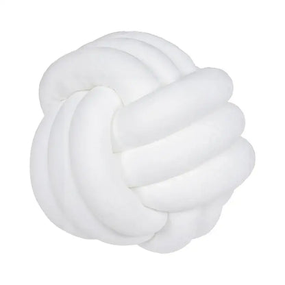 White plush velvet knotted ball round pillow for bedroom decor soft pink velvet knotted ball round pillow alternative