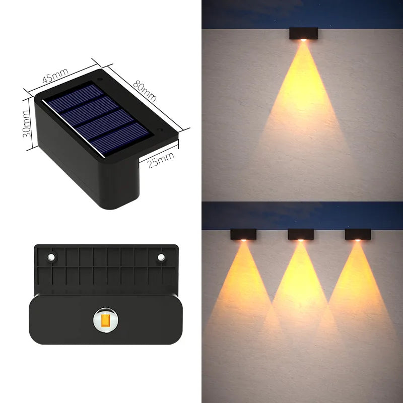 Black rectangular solar-powered datura lantern wall light with motion sensor and warm yellow led for outdoor garden decor